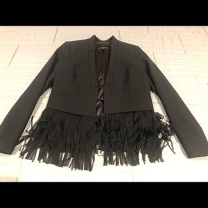 Banana Republic cropped fringe jacket in black